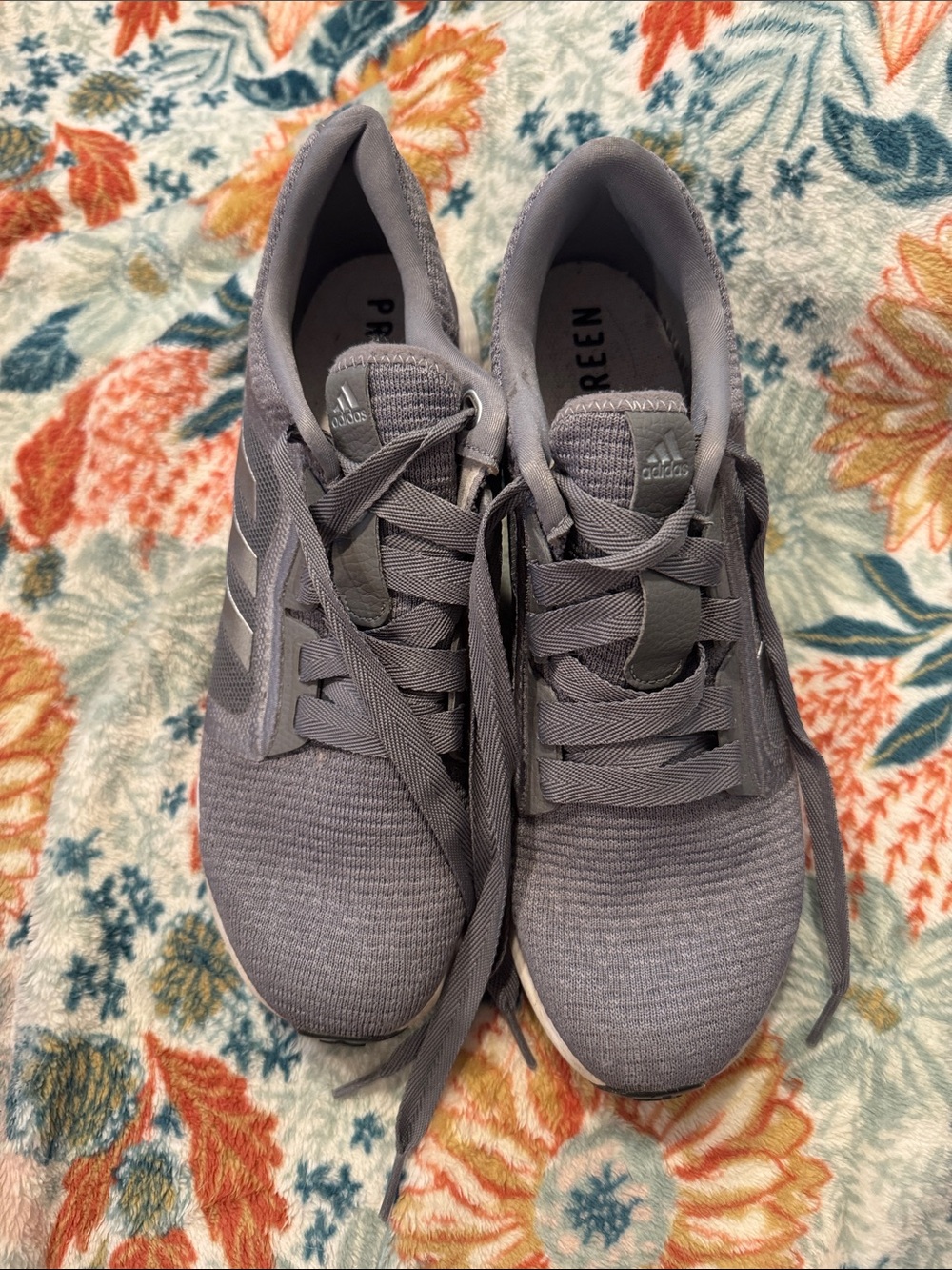 adidas Women's Gray Knit Athletic Sneakers